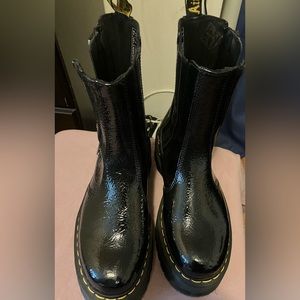 Dr. Martens 2976 Max Distressed Patent Chelsea Platform Boots 'Black'